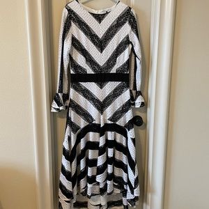 Dainty Jewell’s Black / White Stripe High Low Dress size small